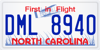 NC license plate DML8940