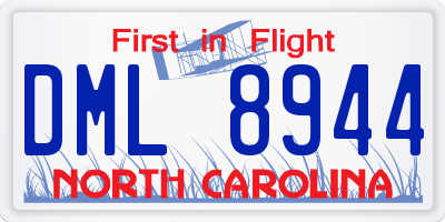 NC license plate DML8944