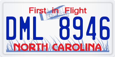 NC license plate DML8946