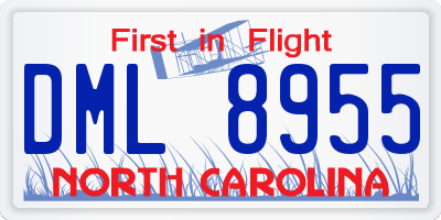 NC license plate DML8955