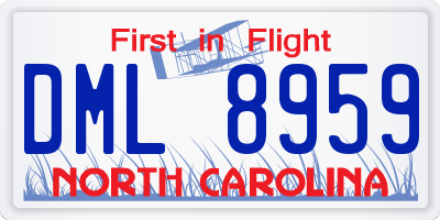 NC license plate DML8959