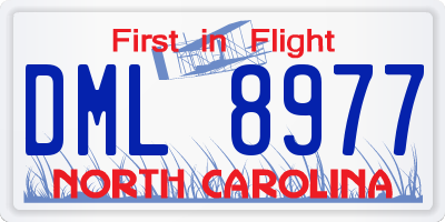 NC license plate DML8977