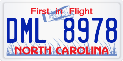 NC license plate DML8978