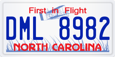 NC license plate DML8982