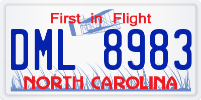 NC license plate DML8983