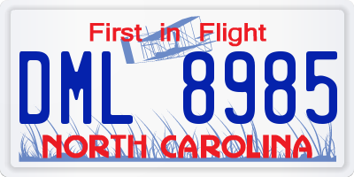 NC license plate DML8985