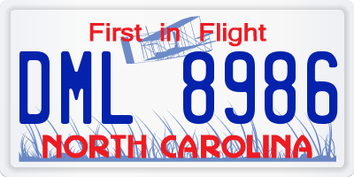 NC license plate DML8986