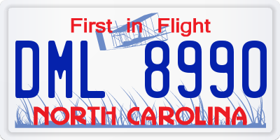 NC license plate DML8990