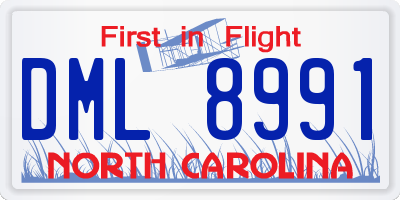 NC license plate DML8991