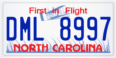 NC license plate DML8997