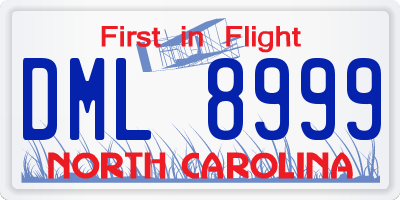 NC license plate DML8999