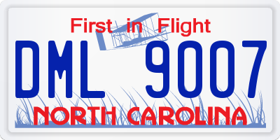 NC license plate DML9007
