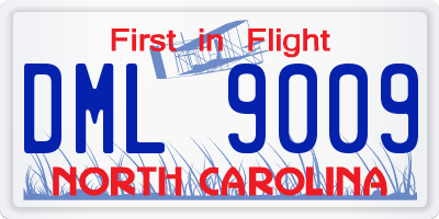 NC license plate DML9009
