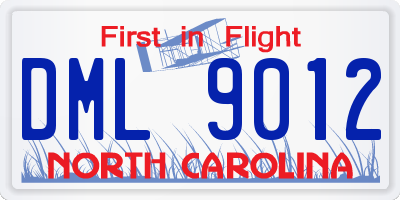 NC license plate DML9012