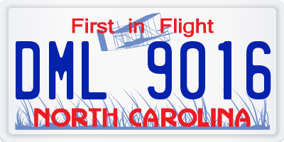 NC license plate DML9016