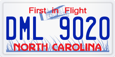 NC license plate DML9020