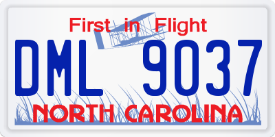 NC license plate DML9037