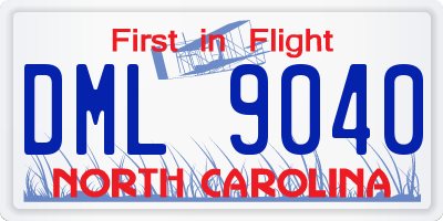 NC license plate DML9040