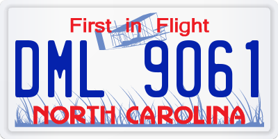 NC license plate DML9061