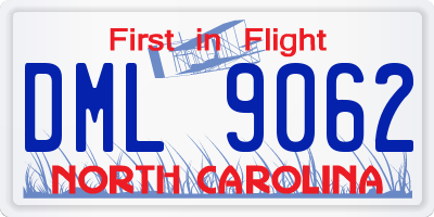 NC license plate DML9062