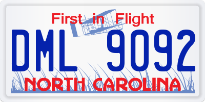 NC license plate DML9092