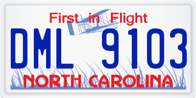 NC license plate DML9103