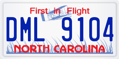 NC license plate DML9104