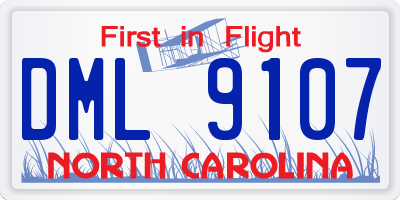 NC license plate DML9107