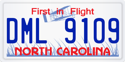 NC license plate DML9109