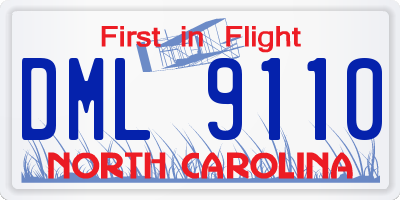 NC license plate DML9110