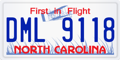 NC license plate DML9118