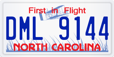 NC license plate DML9144