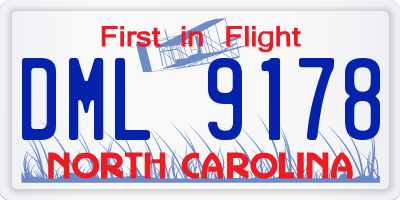 NC license plate DML9178