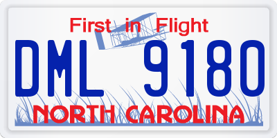 NC license plate DML9180