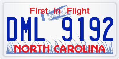 NC license plate DML9192