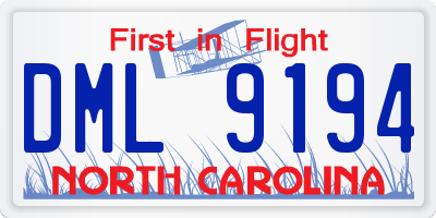 NC license plate DML9194