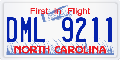 NC license plate DML9211