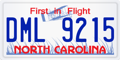 NC license plate DML9215