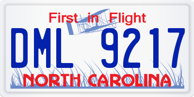 NC license plate DML9217