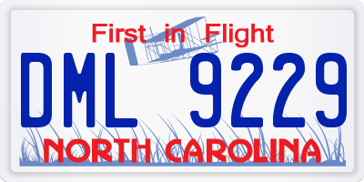 NC license plate DML9229