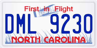 NC license plate DML9230