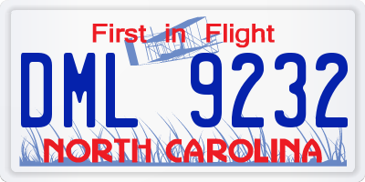 NC license plate DML9232