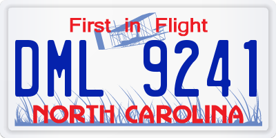 NC license plate DML9241
