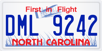 NC license plate DML9242