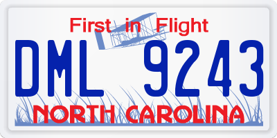 NC license plate DML9243