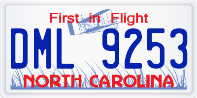 NC license plate DML9253