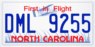 NC license plate DML9255