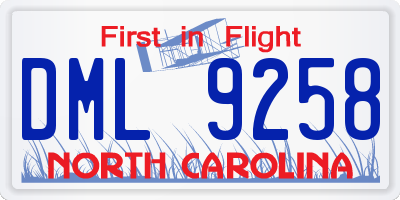 NC license plate DML9258