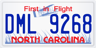 NC license plate DML9268