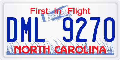 NC license plate DML9270